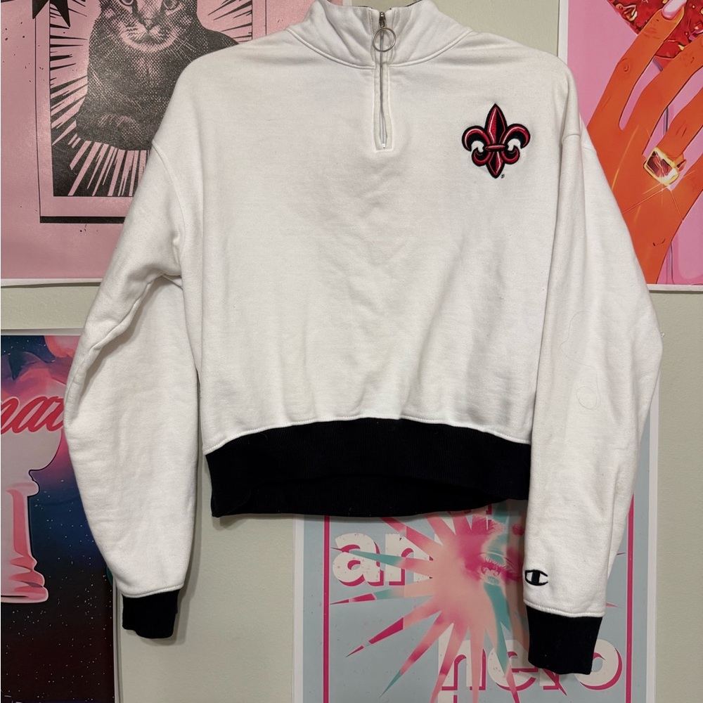 Champion Black and White Athletic Pullover- University of Louisiana at Lafayette